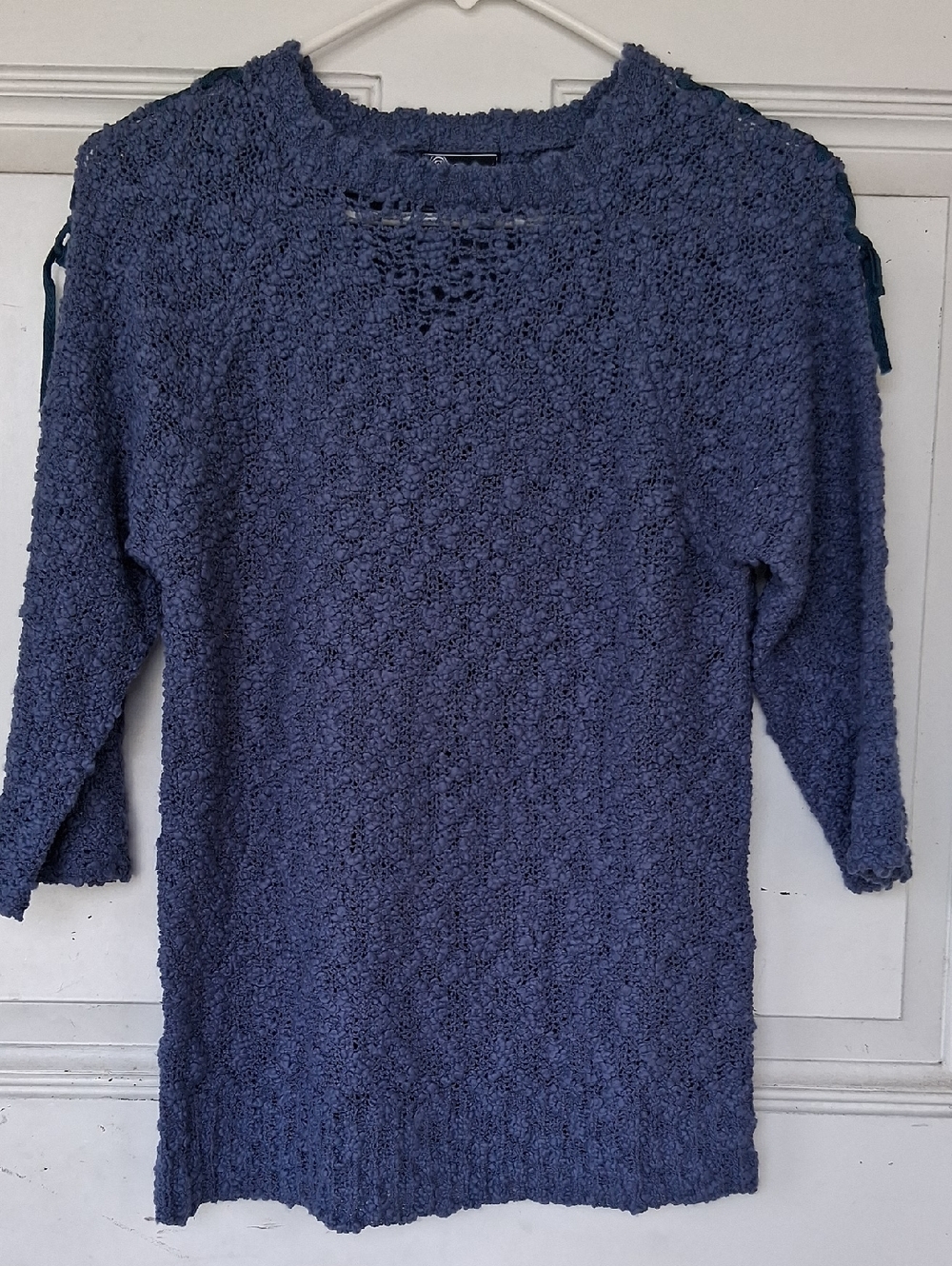 Textured Navy Crewneck Knit Sweater